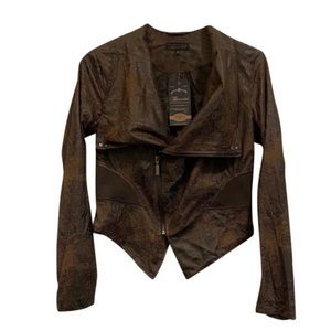 Baccini Collection Snakeskin Faux Leather Jacket